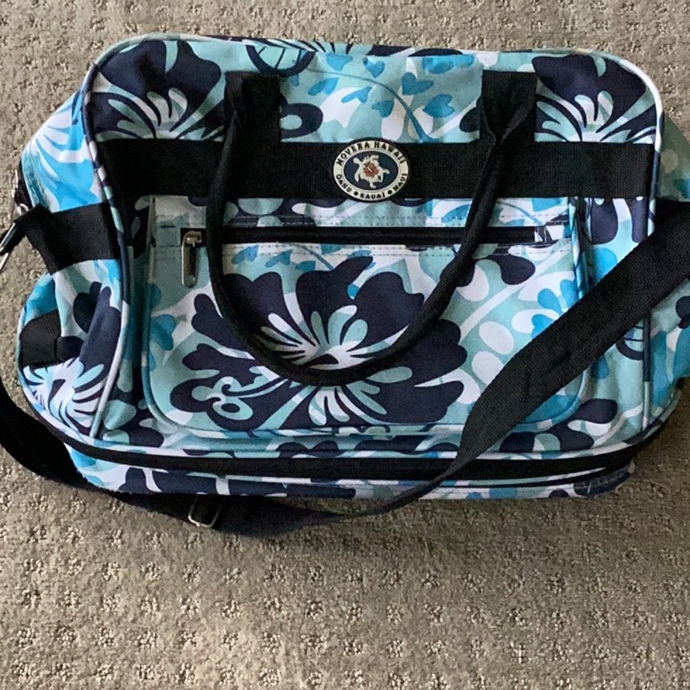 MOVERA HAWAII EXPANDABLE TROPICAL MULTI-ZIP CANVAS TRAVEL BAG